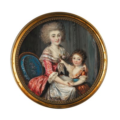 Młoda dama o imieniu Madame de Genlis, obejmująca swojego młodego syna autorstwa Louis Andre Fabre