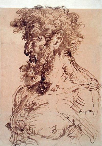 Popiersie mężczyzny (autoportret), ok. 1905 (pióro i atrament na papierze) autorstwa Louis Anquetin
