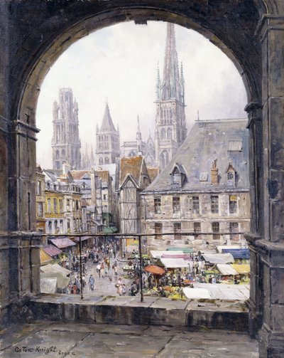 Rynek, Rouen autorstwa Louis Aston Knight