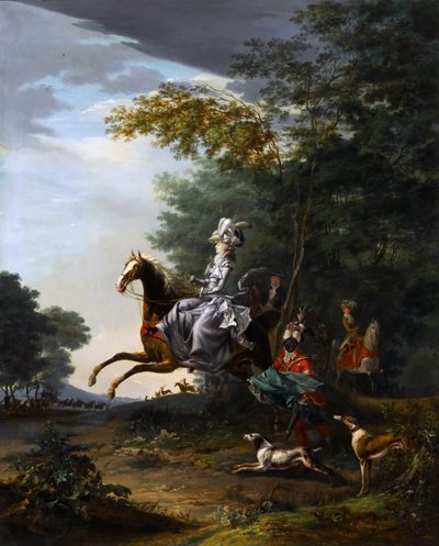 Marie-Antoinette 1755-1793 Polowanie z psami autorstwa Louis Auguste Brun de Versoix