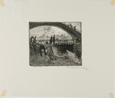 Śluza kanału Saint-Martin autorstwa Louis Auguste Lepère