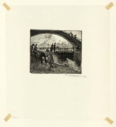 Śluza Canal Saint-Martin, płyta szósta z Le Long de la Seine et des Boulevards autorstwa Louis Auguste Lepère