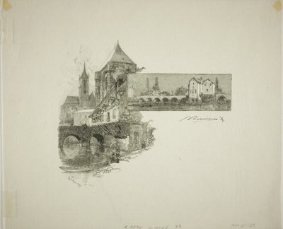 Moret: drewniany młyn autorstwa Louis Auguste Lepère