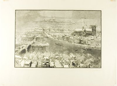Paryż pod śniegiem, widok z wieży Saint-Gervais autorstwa Louis Auguste Lepère
