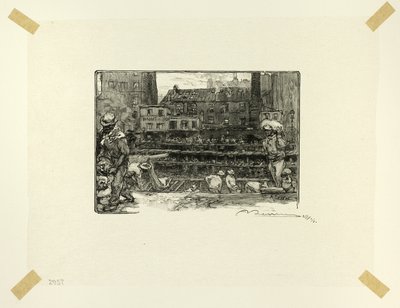 Rozładowywacze gipsu, płyta trzecia z Le Long de la Seine et des Boulevards autorstwa Louis Auguste Lepère
