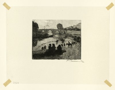 Staw Koński przy Pont Marie, płyta dziesiąta z Le Long de la Seine et des Boulevards autorstwa Louis Auguste Lepère