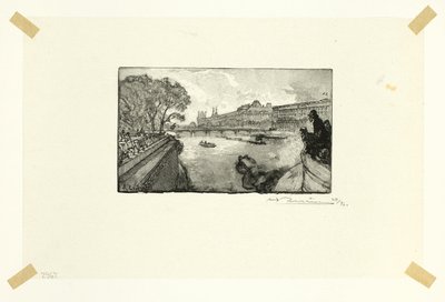 Luwr widziany z Pont-Neuf, płyta trzynasta z Le Long de la Seine et des Boulevards autorstwa Louis Auguste Lepère