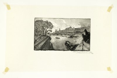 Luwr widziany z Pont-Neuf, płyta trzynasta z Le Long de la Seine et des Boulevards autorstwa Louis Auguste Lepère
