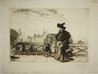 Île de la Cité widziana z Pont des Arts autorstwa Louis Auguste Lepère