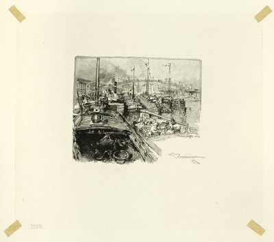 Villette Dock, płyta piąta z Le Long de la Seine et des Boulevards autorstwa Louis Auguste Lepère