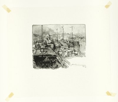 Villette Dock, płyta piąta z Le Long de la Seine et des Boulevards autorstwa Louis Auguste Lepère