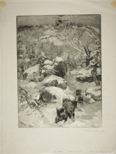 Zima: Klif Cuvier-Châtillon autorstwa Louis Auguste Lepère