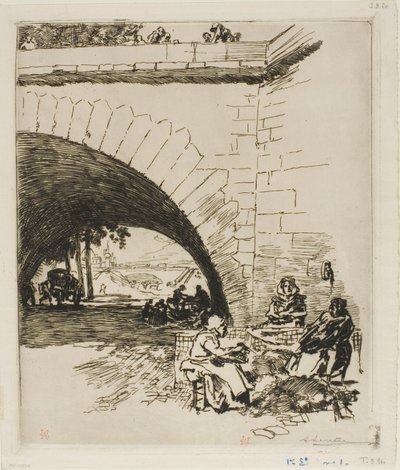 Woolcarders w Pont Marie autorstwa Louis Auguste Lepère
