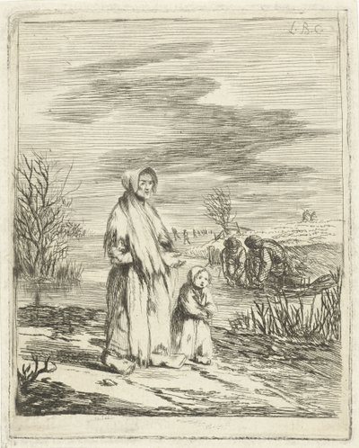 Żebrak z dzieckiem w rowie autorstwa Louis Bernard Coclers