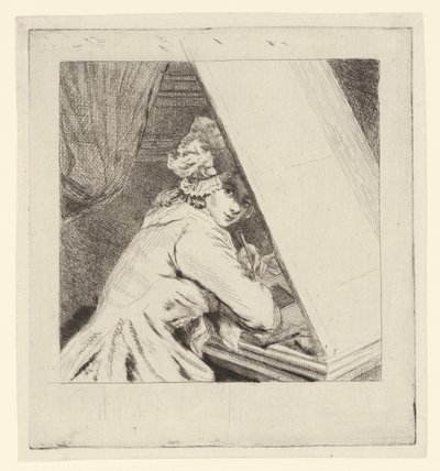 Portret Marie-Lambertine Coclers, na liściu vituur autorstwa Louis Bernard Coclers