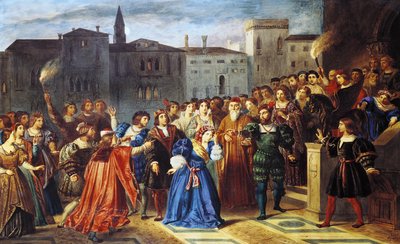 Scena konfrontacji z „Lukrecji Borgii” Victora Hugo autorstwa Louis Boulanger