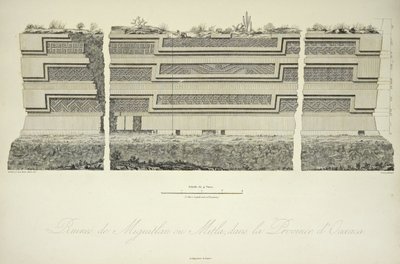 Ruiny Miguitlan lub Mitla, w prowincji Oaxaca, ilustracja z „Widoków Kordylierów i pomników ludów tubylczych Ameryki” autorstwa Alexandra von Humboldta i Aime Bonplanda autorstwa Louis Bouquet