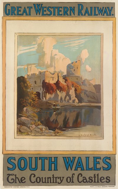 „South Wales”, plakat reklamujący Great Western Railway (kolor lito) autorstwa Louis Burleigh Bruhl
