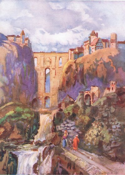 Tajo Ronda, z Hutchinsons Picturesque Europe wydanej przez Hutchinson & Son, ok. 1930 autorstwa Louis Burleigh Bruhl