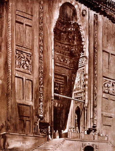 Wejście do meczetu sułtana Hassana, 1928 autorstwa Louis Cabanes