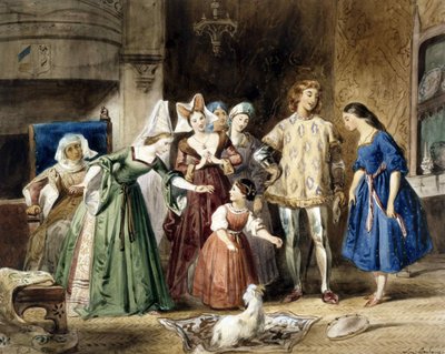 Esmeralda w Madame de Gondelaurier. Dzwonnik z Notre-Dame autorstwa Victora Hugo, 1831. autorstwa Louis Candide Boulanger