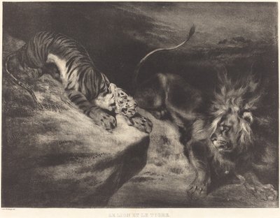 Lew i Tygrys autorstwa Louis Candide Boulanger after Eugène Delacroix