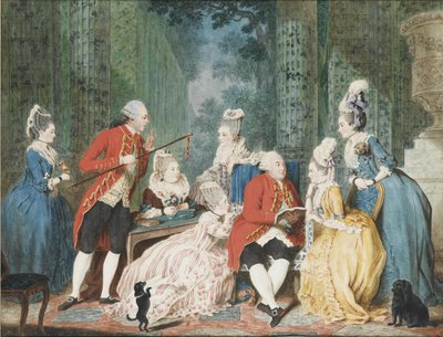 Towarzystwo w Palais Royal, ok. 1775 autorstwa Louis Carrogis dit Carmontelle