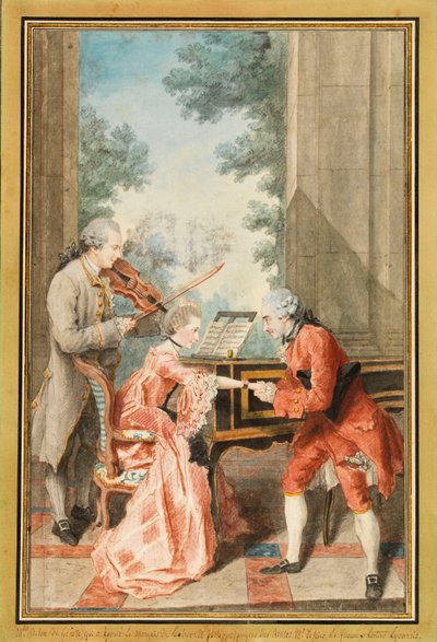 Mademoiselle Delong de Genève, Monsieur Philippe ja Monsieur de Texier (akvarelli)kiillotus autorstwa Louis Carrogis Carmontelle