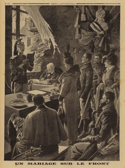 Małżeństwo na froncie, Hauteville, Arras, Francja, I wojna światowa autorstwa Louis Charles (after) Bombled