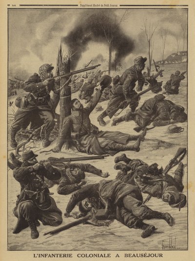 Francuska piechota kolonialna walcząca w Beausejour, I wojna światowa autorstwa Louis Charles (after) Bombled
