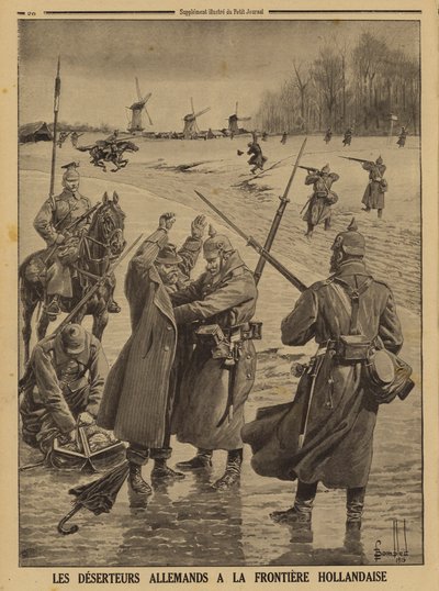 Dezerterzy z armii niemieckiej zatrzymani na granicy z Holandią, I wojna światowa autorstwa Louis Charles (after) Bombled
