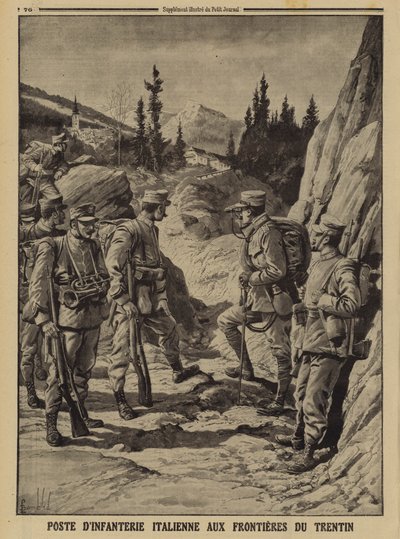 Placówka piechoty włoskiej na granicy Trentino, I wojna światowa autorstwa Louis Charles (after) Bombled