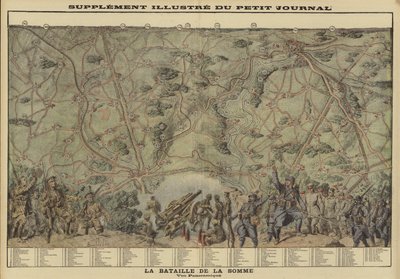 Panoramiczny widok na pole bitwy nad Sommą, Francja, I wojna światowa autorstwa Louis Charles (after) Bombled