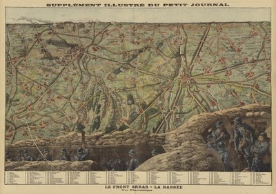 Panoramiczny widok na sektor frontu zachodniego między Arras i La Bassee, Francja, I wojna światowa autorstwa Louis Charles (after) Bombled