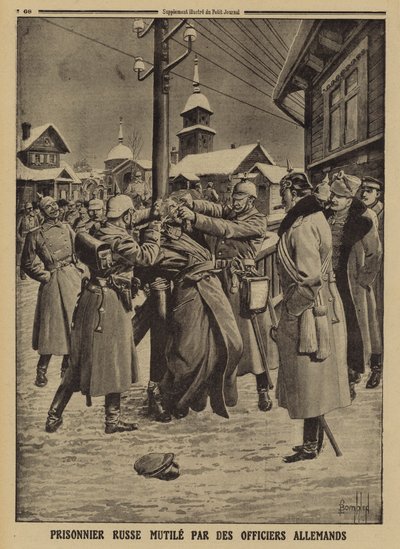 Rosyjski jeniec wojenny okaleczony przez niemieckich oficerów, I wojna światowa autorstwa Louis Charles (after) Bombled