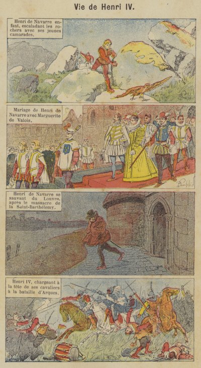 Życie Henryka IV (litografia kolorowa) autorstwa Louis Charles (after) Bombled