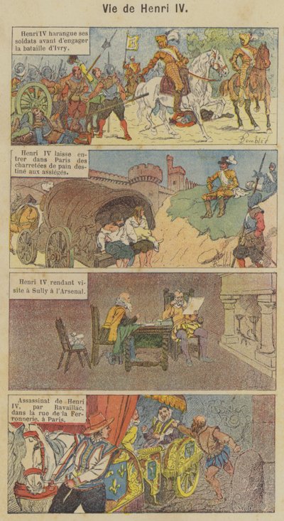 Życie Henryka IV (litografia kolorowa) autorstwa Louis Charles (after) Bombled
