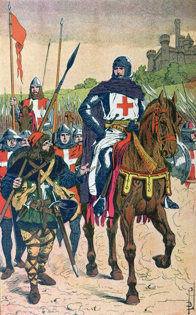 Wyjazd na wyprawy krzyżowe, ilustracja z „Histoire de France” Julesa Micheleta (1798-1874) ok. 1900 autorstwa Louis Charles Bombled