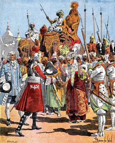 Dumas otrzymuje wdowę po Dosta Ali Khanie autorstwa Louis Charles Bombled