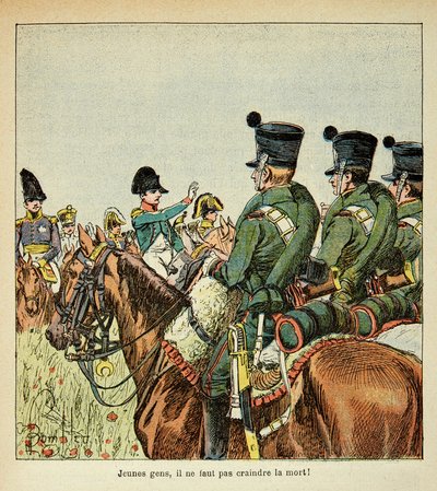 Ilustracja Bombled Louis (1862-1927) z książki „The Memorial of Saint Helene” hrabiego Emmanuela de Las Cases (1766-1842): Napoleon przemawia do żołnierzy, kolekcja prywatna autorstwa Louis Charles Bombled
