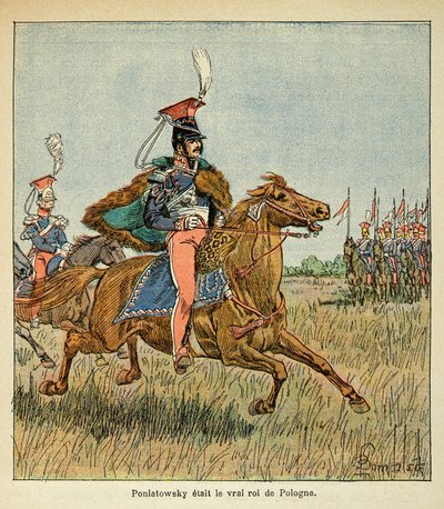 Ilustracja Bombled Louis (1862-1927) z książki „Memoriał św. Heleny” hrabiego Emmanuela de Las Cases (1766-1842): Marechał Józef Antoni Poniatowski (1763-1813) przed oddziałami, zbiory prywatne autorstwa Louis Charles Bombled