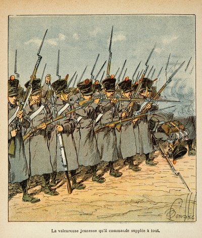Ilustracja Bombled Louis (1862-1927) z książki „Memoriał św. Heleny” hrabiego Emmanuela de Las Cases (1766-1842): Francuzi podczas bitwy pod Lutzen w 1813 r., zbiory prywatne autorstwa Louis Charles Bombled
