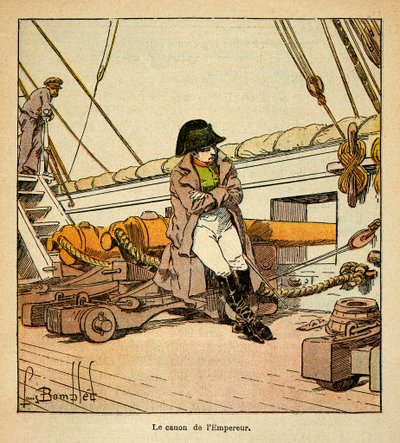 Ilustracja Bombled Louis (1862-1927) z książki „Memoriał św. Heleny” hrabiego Emmanuela de Las Cases (1766-1842); Cesarz Napoleon na pokładzie Northumberland w 1815 r., kolekcja prywatna autorstwa Louis Charles Bombled