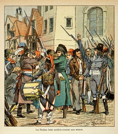 Ilustracja Bombled Louis (1862-1927) z książki „Memoriał św. Heleny” hrabiego Emmanuela de Las Cases (1766-1842): Cały naród rzucił się do broni przeciwko Anglikom, kolekcja prywatna autorstwa Louis Charles Bombled