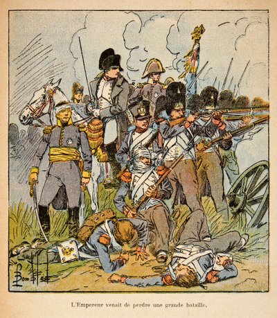 Ilustracja autorstwa Bombled Louis (1862-1927) z książki „Memoriał św. Heleny” hrabiego Emmanuela de Las Cases (1766-1842): Cesarz Napoleon w bitwie pod Waterloo w 1815 r., kolekcja prywatna autorstwa Louis Charles Bombled