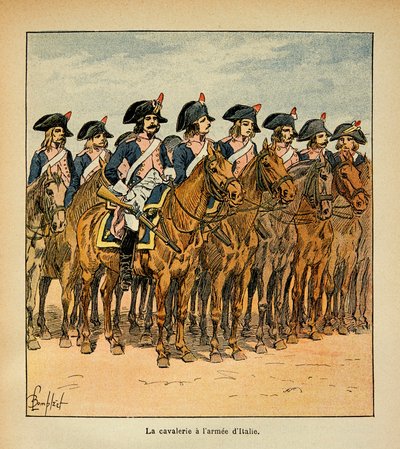 Ilustracja autorstwa Bombled Louis (1862-1927) z książki „Memoriał św. Heleny” hrabiego Emmanuela de Las Cases (1766-1842): Kawaleria z armią Włoch, kolekcja prywatna autorstwa Louis Charles Bombled