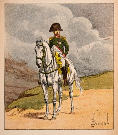 Ilustracja zbombardowanego Louisa (1862-1927) z książki „Memoriał św. Heleny” hrabiego Emmanuela de Las Cases (1766-1842): Portret jeździecki cesarza Napoleona 1.er, kolekcja prywatna autorstwa Louis Charles Bombled