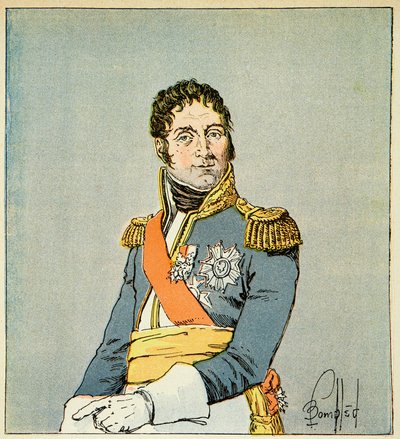 Ilustracja zbombardowanego Louisa (1862-1927) z książki „Memoriał św. Heleny” hrabiego Emmanuela de Las Cases (1766-1842): Portret marszałka Andre Masseny (1758-1817), księcia Rivoli i księcia Essling , Prywatna kolekcja autorstwa Louis Charles Bombled