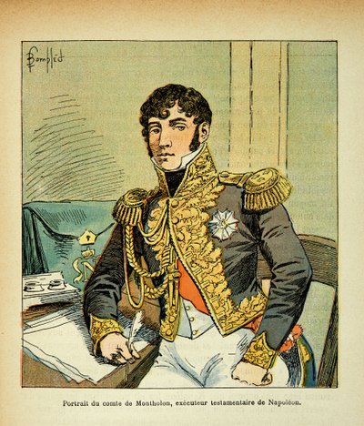 Ilustracja zbombardowanego Louisa (1862-1927) z książki „Memoriał św. Heleny” hrabiego Emmanuela de Las Cases (1766-1842): Portret hrabiego Karola Tristana z Montholon (1783-1853), egzekutor cesarza Napoleona, szeregowiec Kolekcja autorstwa Louis Charles Bombled