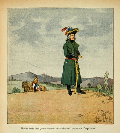 Ilustracja zbombardowanego Louisa (1862-1927) z książki „Memoriał św. Heleny” hrabiego Emmanuela de Las Cases (1766-1842): Portret generała Louisa LaZare Hoche (1768-1797), kolekcja prywatna autorstwa Louis Charles Bombled